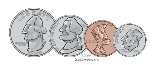 Cartoon United States coin illustration/art