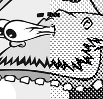 Halftone cartoon comparison