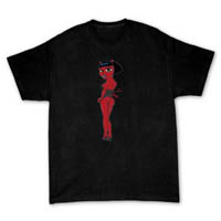 Sexy cartoon pinup devil girl with hiked skirt t-shirt design