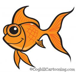 Cartoon goldfish vector art illustration