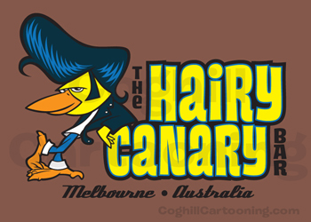 Hairy Canary humorous cartoon t-shirt illustration