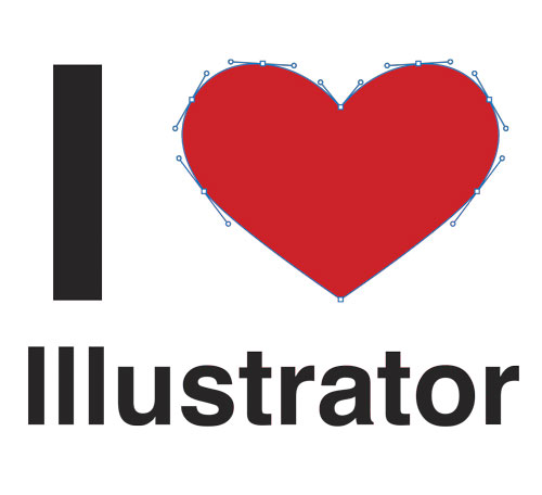 I Heart (Love) Illustrator t-shirt design with heart drawn using vector paths.