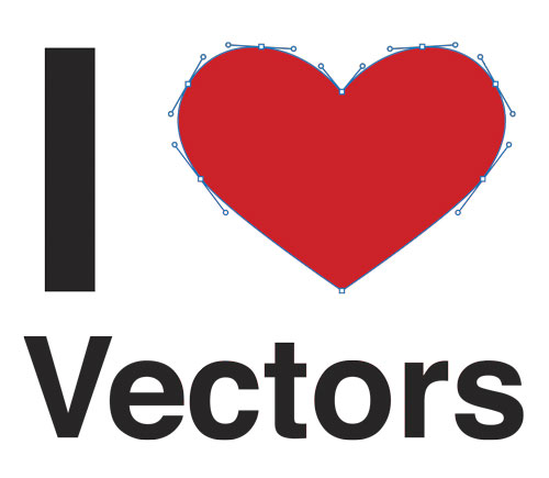 I Heart (Love) Vectors t-shirt design with heart drawn using vector paths.