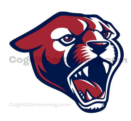 High contrast graphic-art puma high school mascot illustration