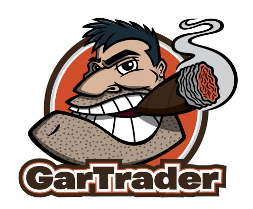 Gar Trader cigar smoking tough guy cartoon character
