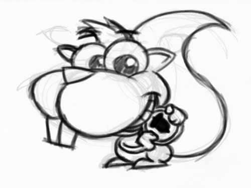 Squirrel cartoon character design sketch
