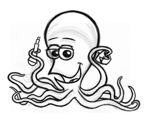 octopus cartoon character sketch
