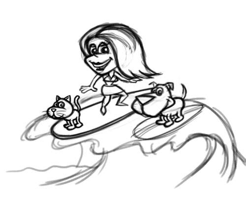 Surfer girl sketch