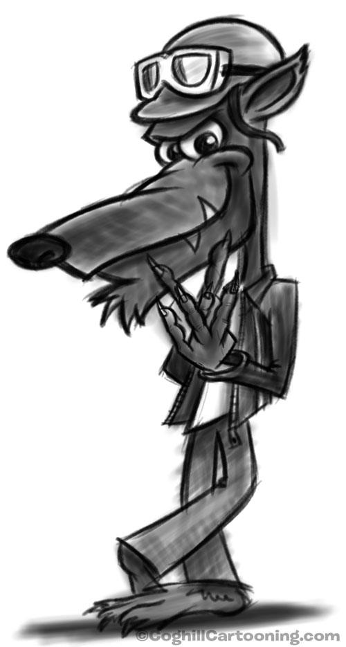Wolf mascot cartoon character sketch 02