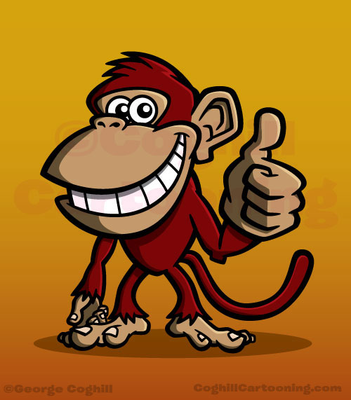 Monkey cartoon character mascot for Red Monkey Lounge