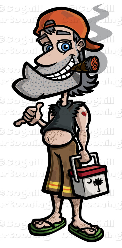 Hillbilly beach bum cartoon character illustration