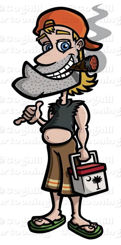 Hillbilly beach bum cartoon character art