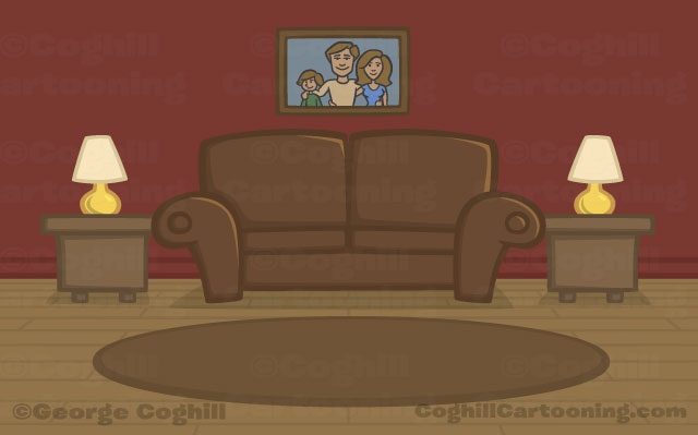 Cartoon living room illustration