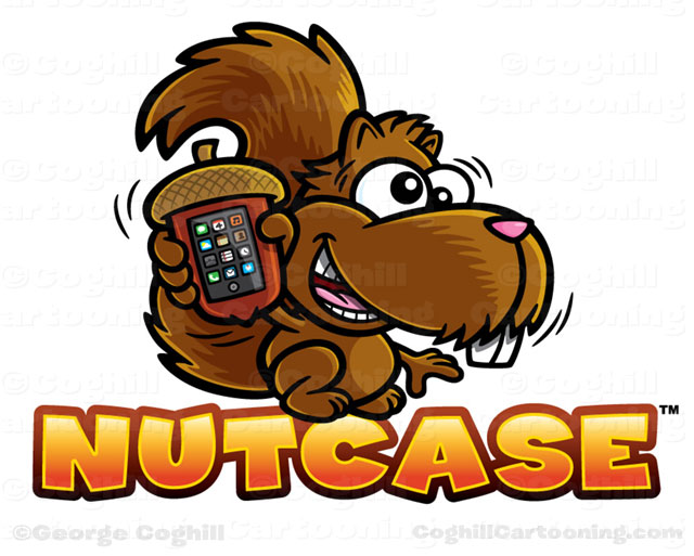 Cartoon squirrel with acorn iPhone case logo design