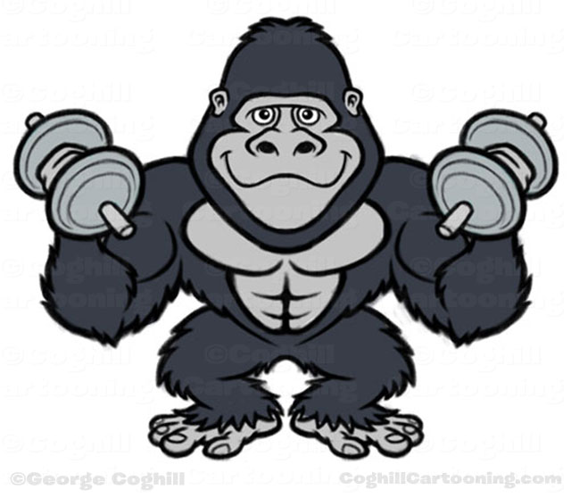 Bodybuilder Gorilla Cartoon Character black