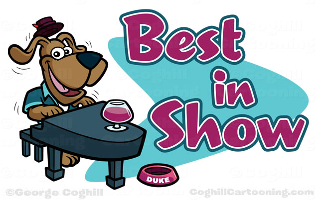 Jazz Piano Dog Cartoon Logo - Best In Show
