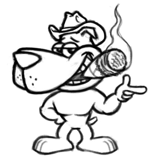 Cartoon Dog Cowboy Hat Cigar Logo - Big Dawg Party Rentals - Coghill  Cartooning