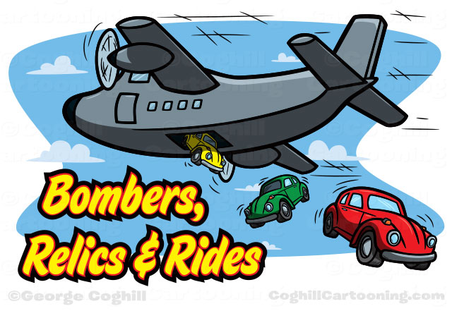 Cartoon military plane car Volkswagen Beetle Bombers Relics Rides