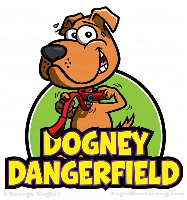 Dog walking service cartoon logo Dogney Dangerfield