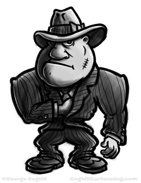 Gangster cartoon character sketch.