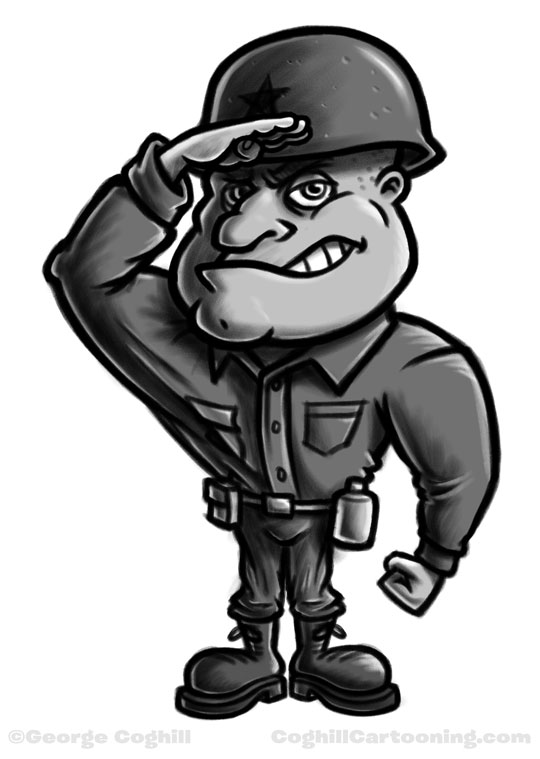 Soldier cartoon character sketch Coghill