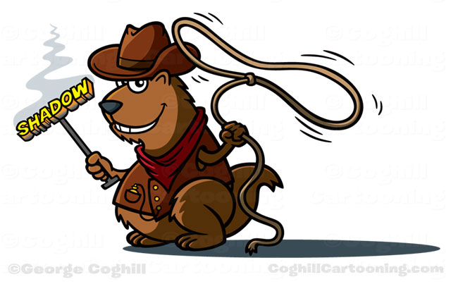 Shadow Trailer cowboy groundhog mascot cartoon character