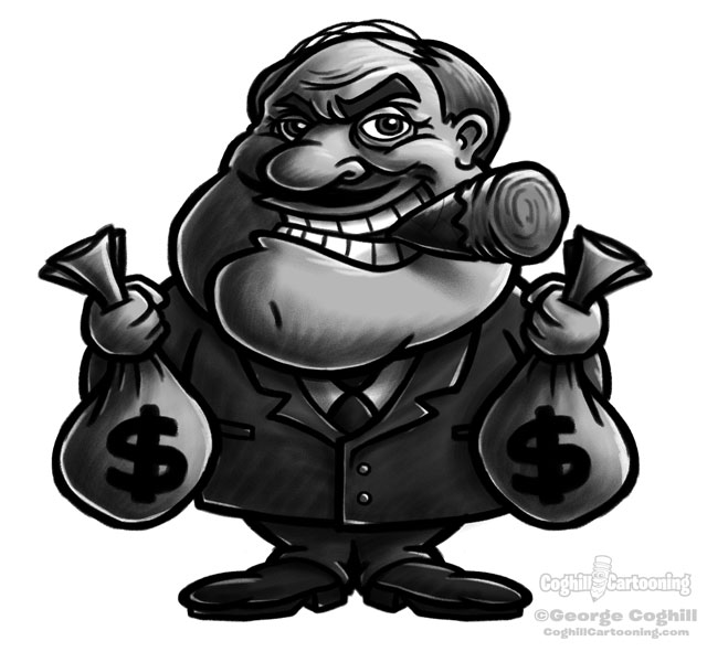 Fat Cat Businessman cartoon character sketch