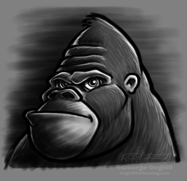 Gorilla head cartoon character sketch