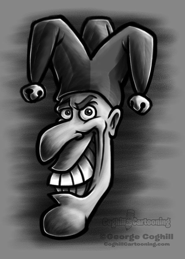Jester head cartoon character sketch