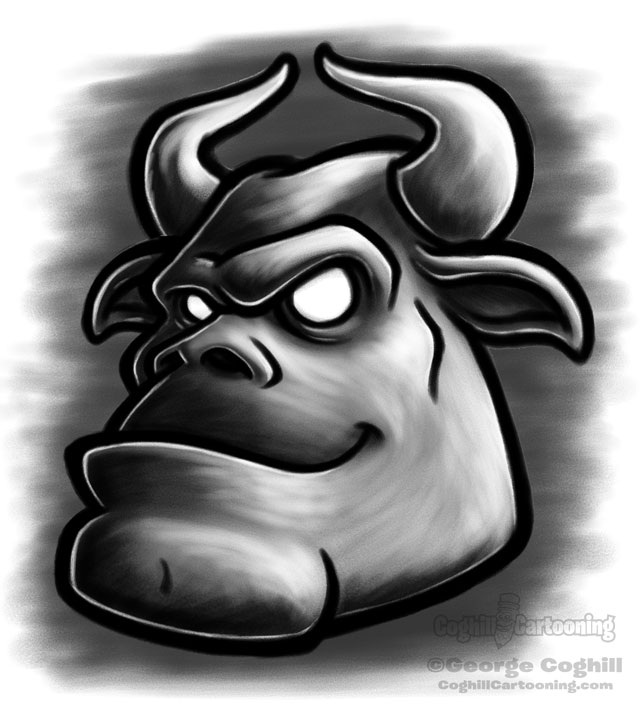 Minotaur head cartoon character sketch.