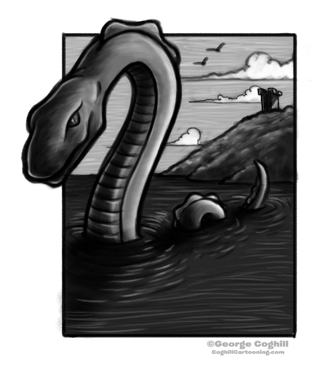 Loch Ness Monster Cartoon Character Sketch