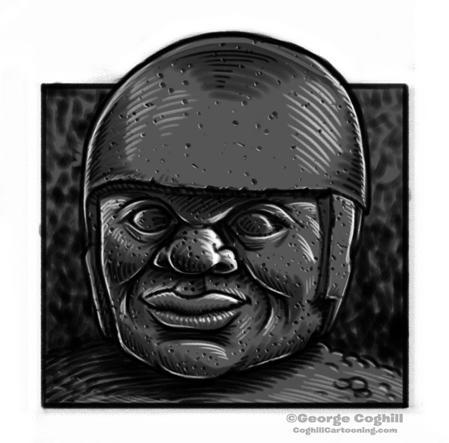 Olmec Colossal Head Statue Mexico Cartoon Sketch 5