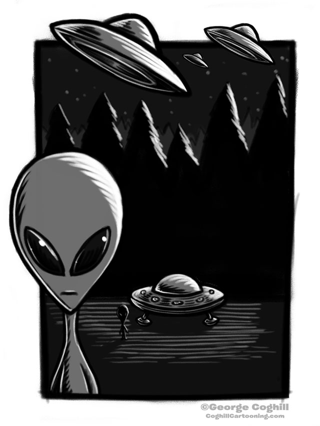 UFO Alien Cartoon Character Sketch