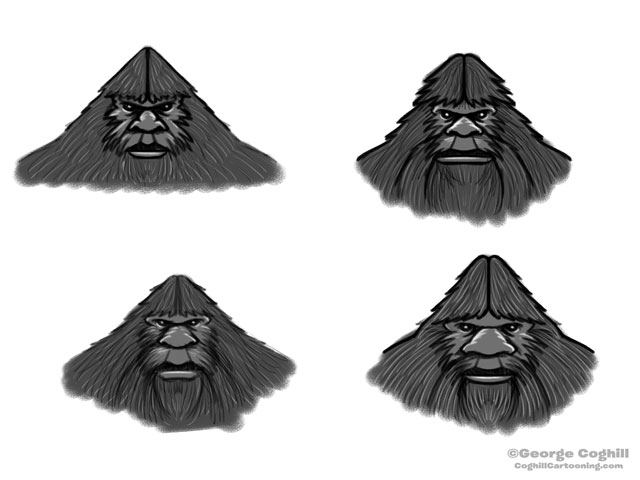 Bigfoot Heads:  Rough Sketches 3