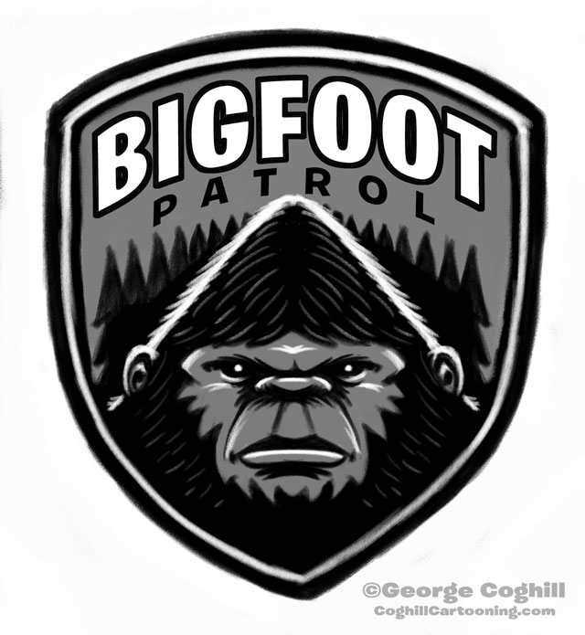 "Bigfoot Patrol" Cartoon Character Park Ranger Patch 01 Sketch