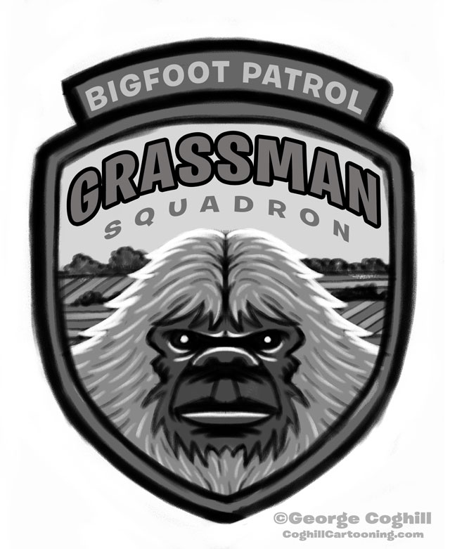 "Grassman Squadron: Bigfoot Patrol" Park Ranger Patch Cartoon Sketch