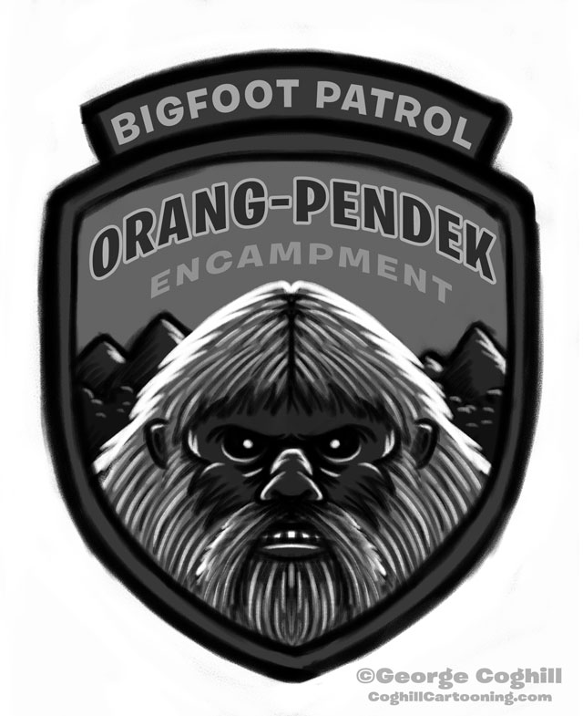 "Orang Pendek Encampment: Bigfoot Patrol" Patch Cartoon Sketch