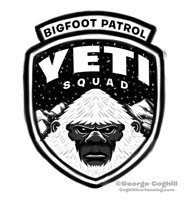 "Yeti Squad: Bigfoot Patrol" Cartoon Park Ranger Patch Sketch