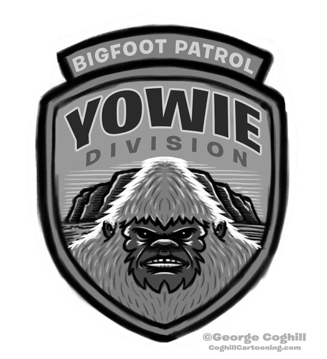 "Yowie Division: Bigfoot Patrol" Cartoon Park Ranger Patch Sketch