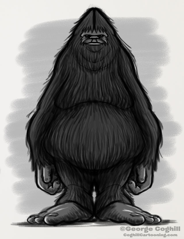 Fat Bigfoot Cartoon Sketch