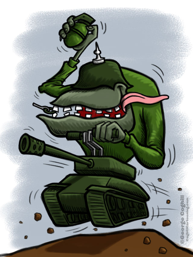Army Tank Hot Rod Cartoon Sketch