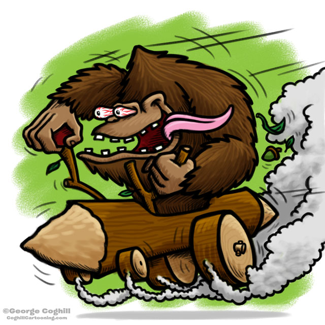 Bigfoot Log Hot Rod Cartoon Sketch