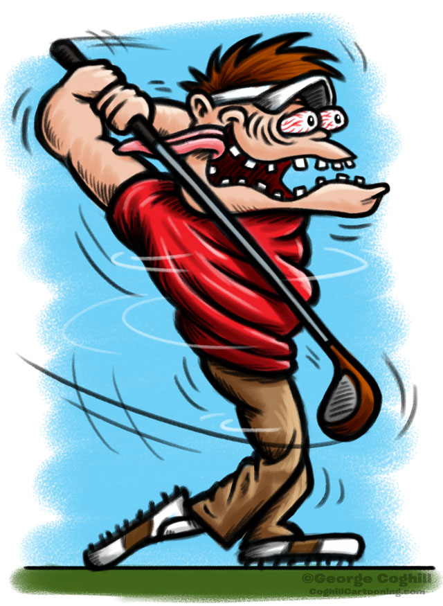 Golfer Hot Rod Cartoon Character Sketch