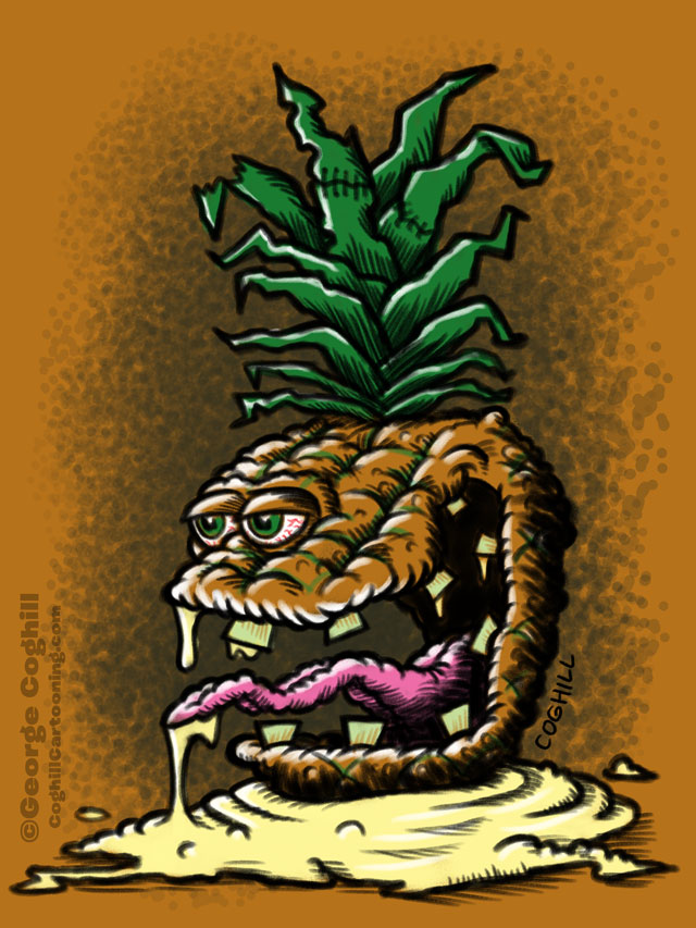 Pallid Pineapple Lowbrow Fruit Food Cartoon Character Sketch Coghill