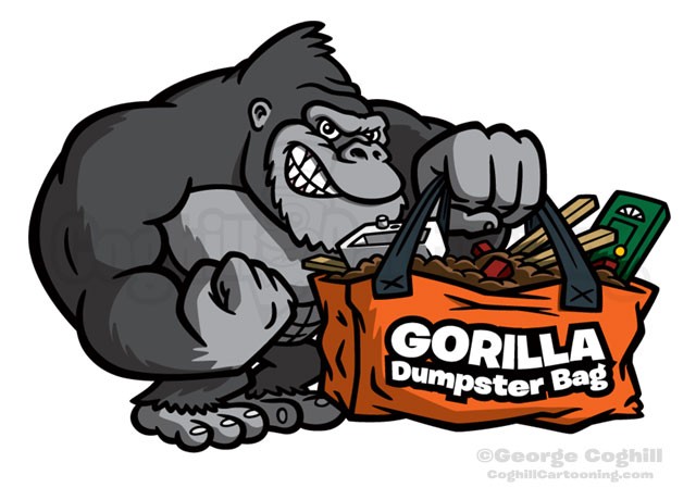 Gorilla Dumpster Bags Cartoon Logo Illustration Coghill