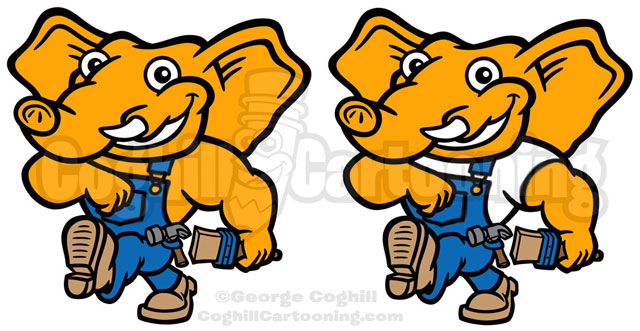 Orange Elephant Cartoon Logo Illustration Alt Poses Coghill