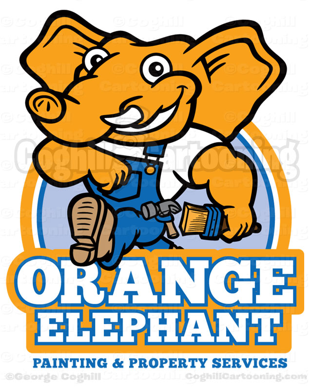 Orange Elephant Cartoon Logo Illustration Coghill