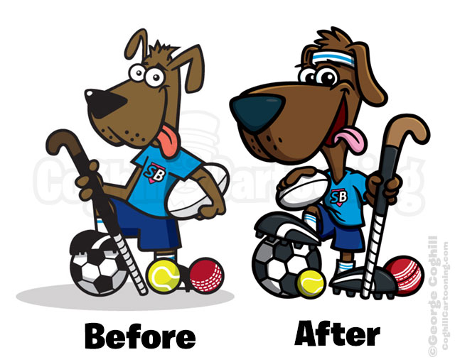 Sporty Dog Cartoon Mascot Character Redesign