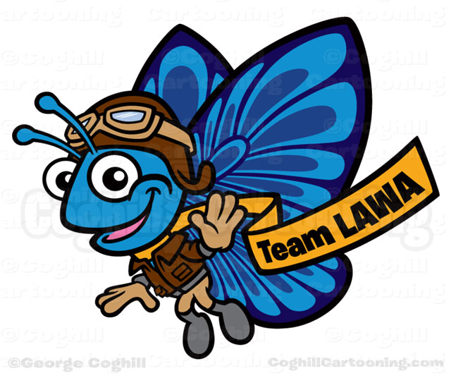 Team Lawa Aviator Butterfly Cartoon Mascot Character Illustration Coghill