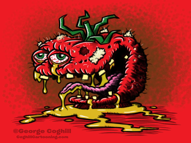 Toxic Tomato Lowbrow Food Vegetable Cartoon Character Sketch Coghill